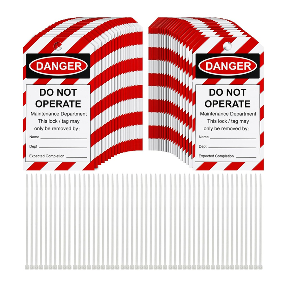 50Pcs Lockout Tagout Tags Do Not Operate Lables With 50 Zip Ties 4713502816494