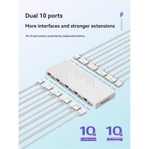 Διανομέας ARGB/PWM Διπλή θύρα επέκτασης 10 ελεγκτών ARGB Μαύρο 2