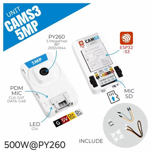 CamS3 Wi-Fi Camera 5-Megapixe Camera (PY260) Built-in PDM Microphone 1
