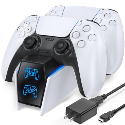 Oplader voor PS5-controller, met snellaad-AC-adapter, 2