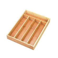 Bandeja de bambu para talheres, divisor de bandeja, suporte para bandeja e caixa de armazenamento