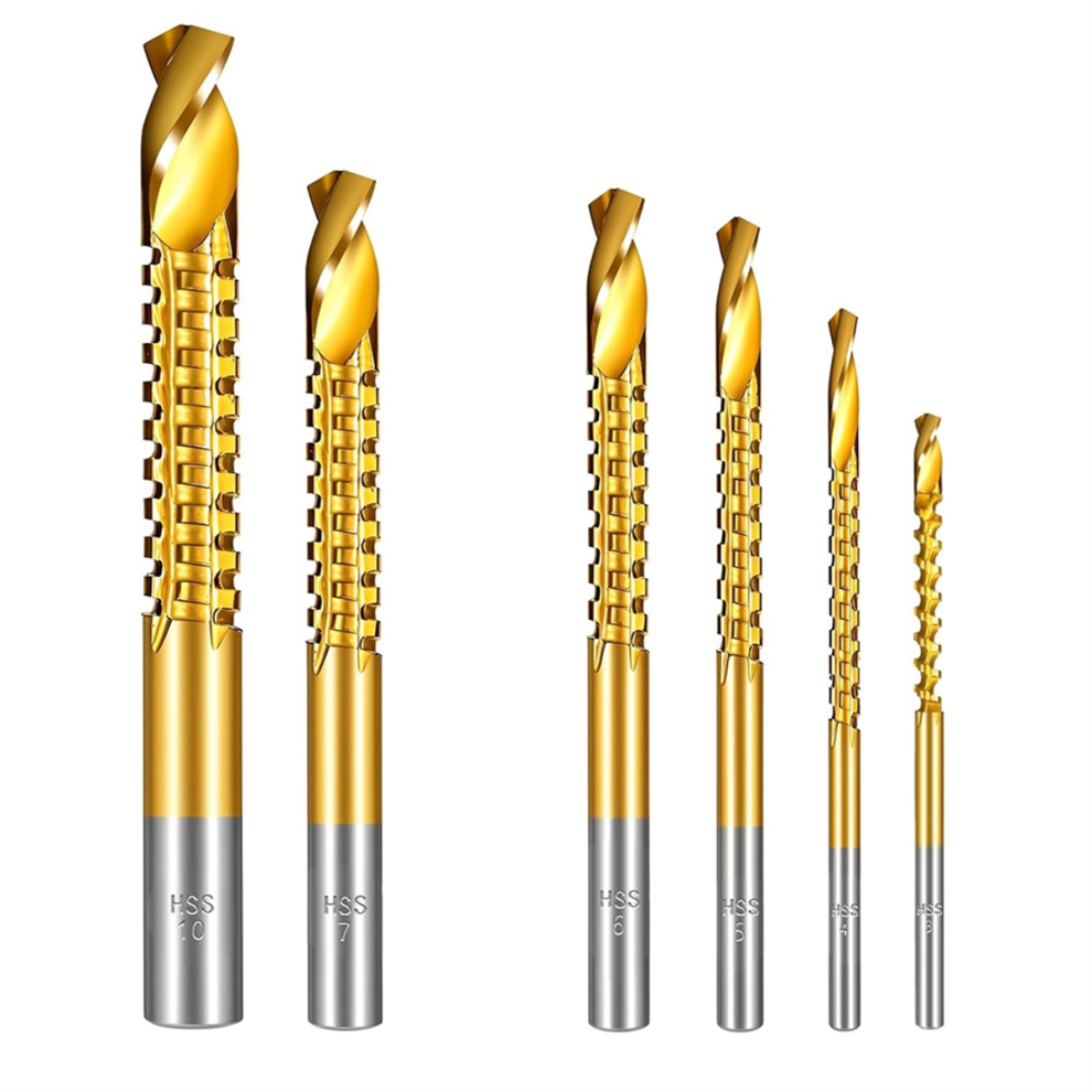 7Pcs Titanium Coated Hss Twist Drill Bits, 4712930612456