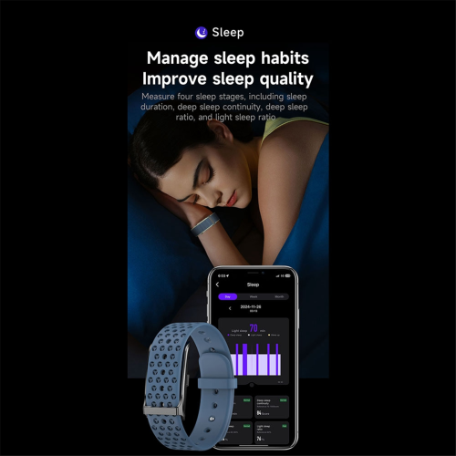 Βραχιόλι Fitness Tracker, Χωρίς Οθόνη, Καρδιακός Παλμός, Μπλε 2