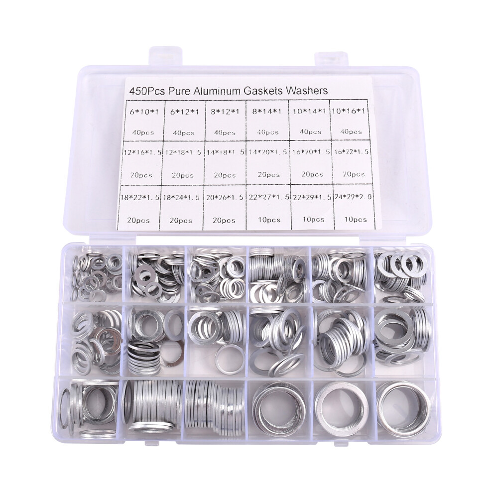 450Pcs Aluminum Flat Gaskets Washers Assorted 4712930697644