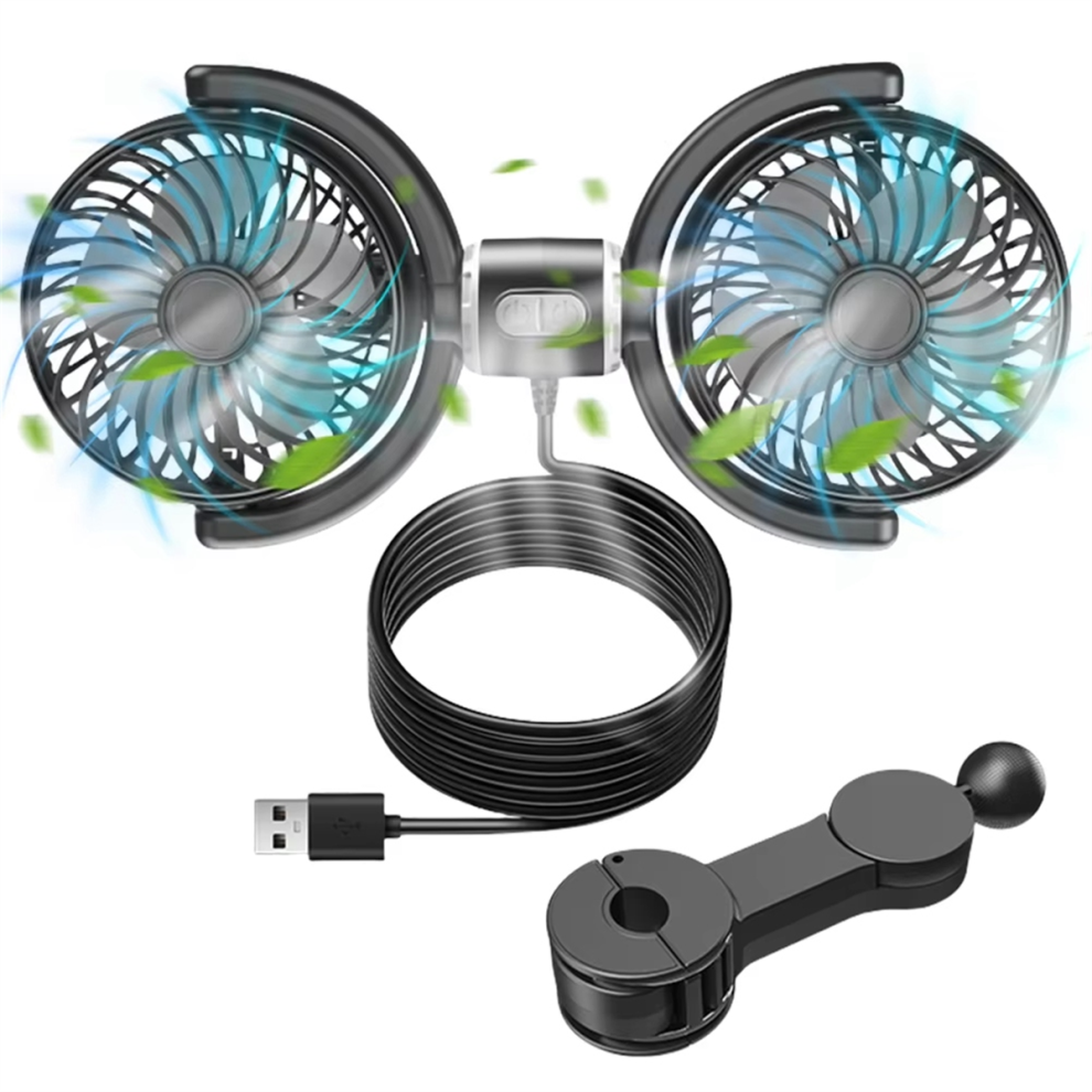 Car Seat Back Cooling Fan 3 Speed Usb Car Rear Headrest Fan 4712930602273
