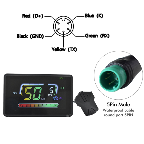 H6C-2 Ηλεκτρικό Ποδήλατο Bluetooth Οθόνη LCD Μετρητής Ταχύμετρου Σκούτερ 5PIN 1