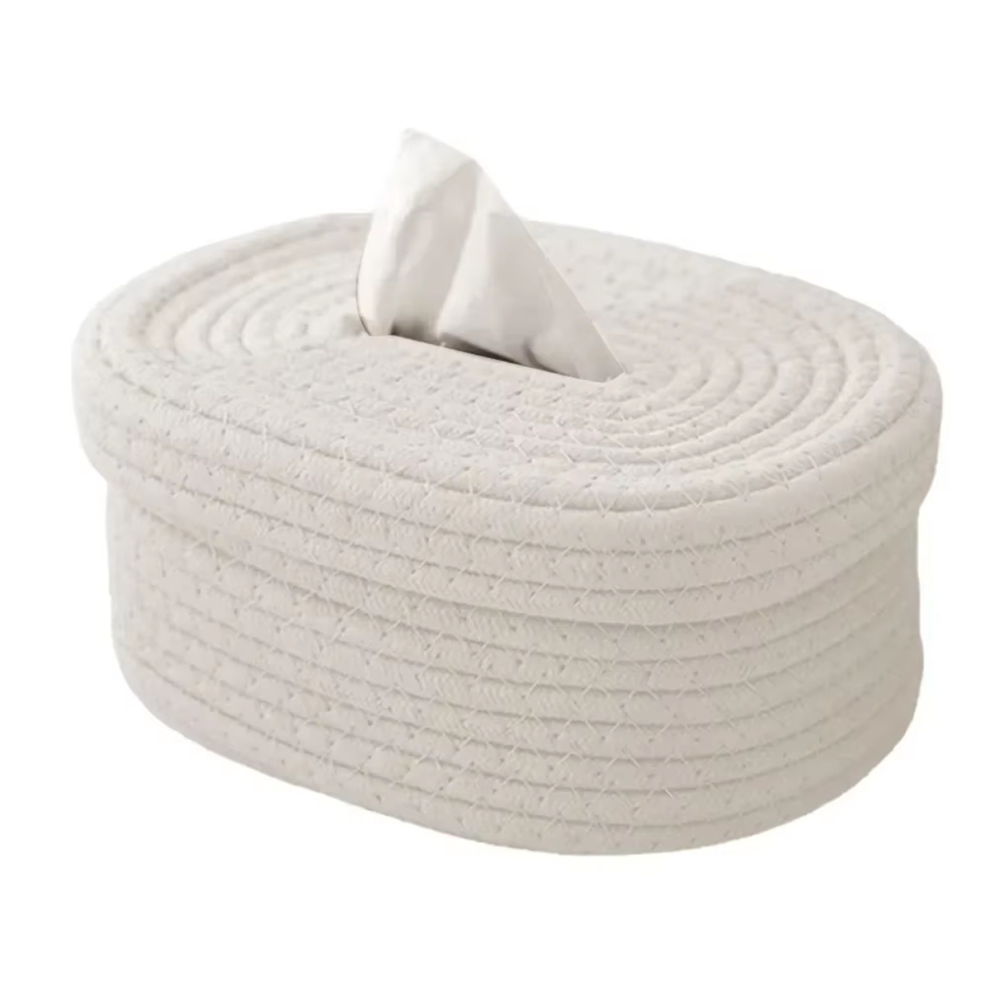 Scandinavische Stijl Rotan Touw Geweven Tissuebox, Vintage Servethouder, B-image