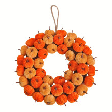 (1pc) One Pack of Faux Velvet Pumpkin Wreath, Multiple Mini Pumpkins in a Ring Design for Halloween, Thanksgiving, and Autumn-Themed Decorations