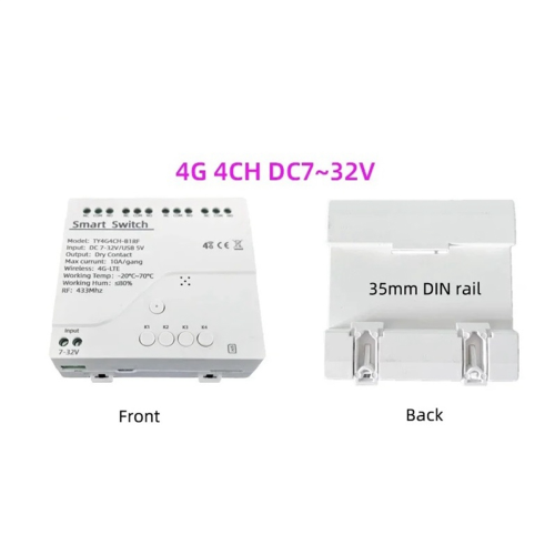 Relè Tuya Smart Switch 4G LTE con RF 433Mhz DC 7-32V