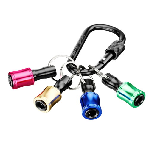 4 peças de haste de conversão de bits com cabo hexagonal colorido de 1/4 polegadas tipo chaveiro