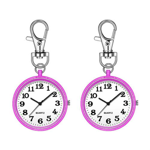 2 relógios de bolso de quartzo para enfermeiras, roxo