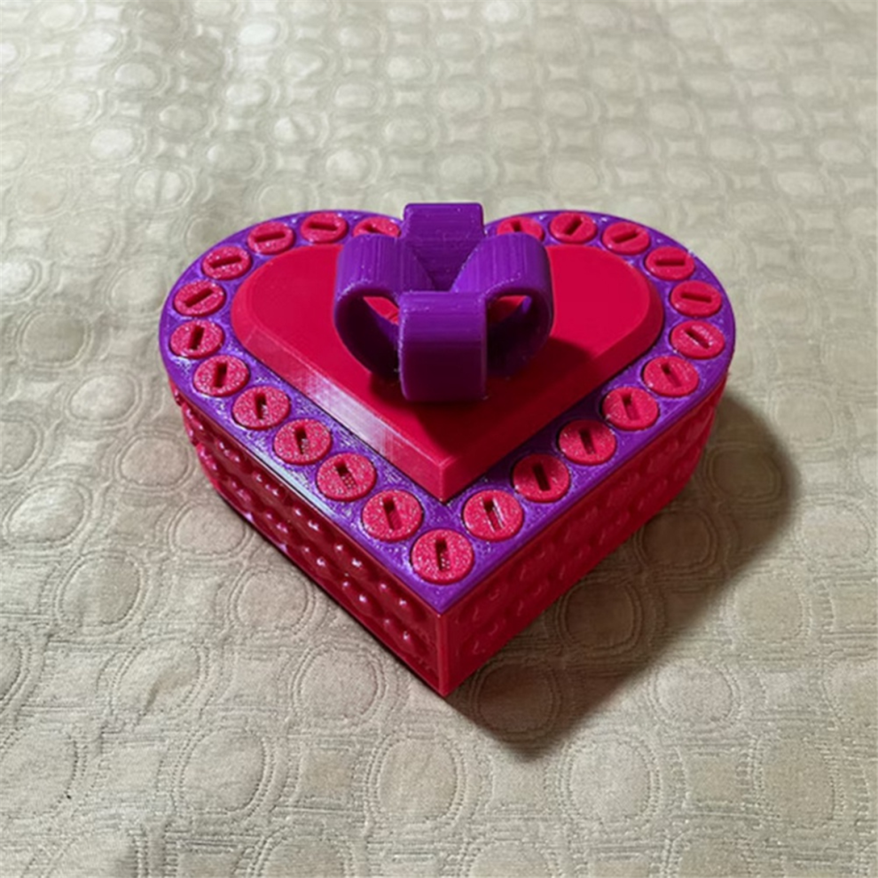 Scatola Regalo A Forma Di Cuore Stampata In 3D, Regalo Di San Valentino, Viola E Rosso-image
