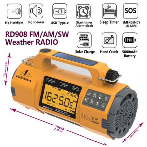 Multifunctionele noodradio met AM/FM/SW/WB-banden, 2
