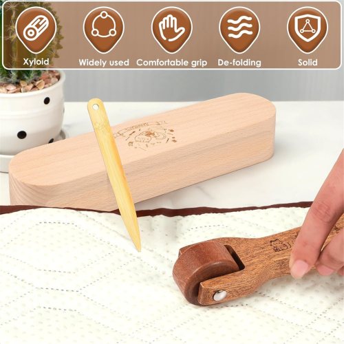 3Pcs Beechwood Tailors Clappers,Seam Roller Beech Board Set 2