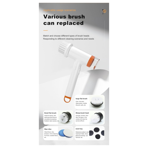 Multifunctional Cleaning Brush,Cordless Cleaning Brush Scrubber 2