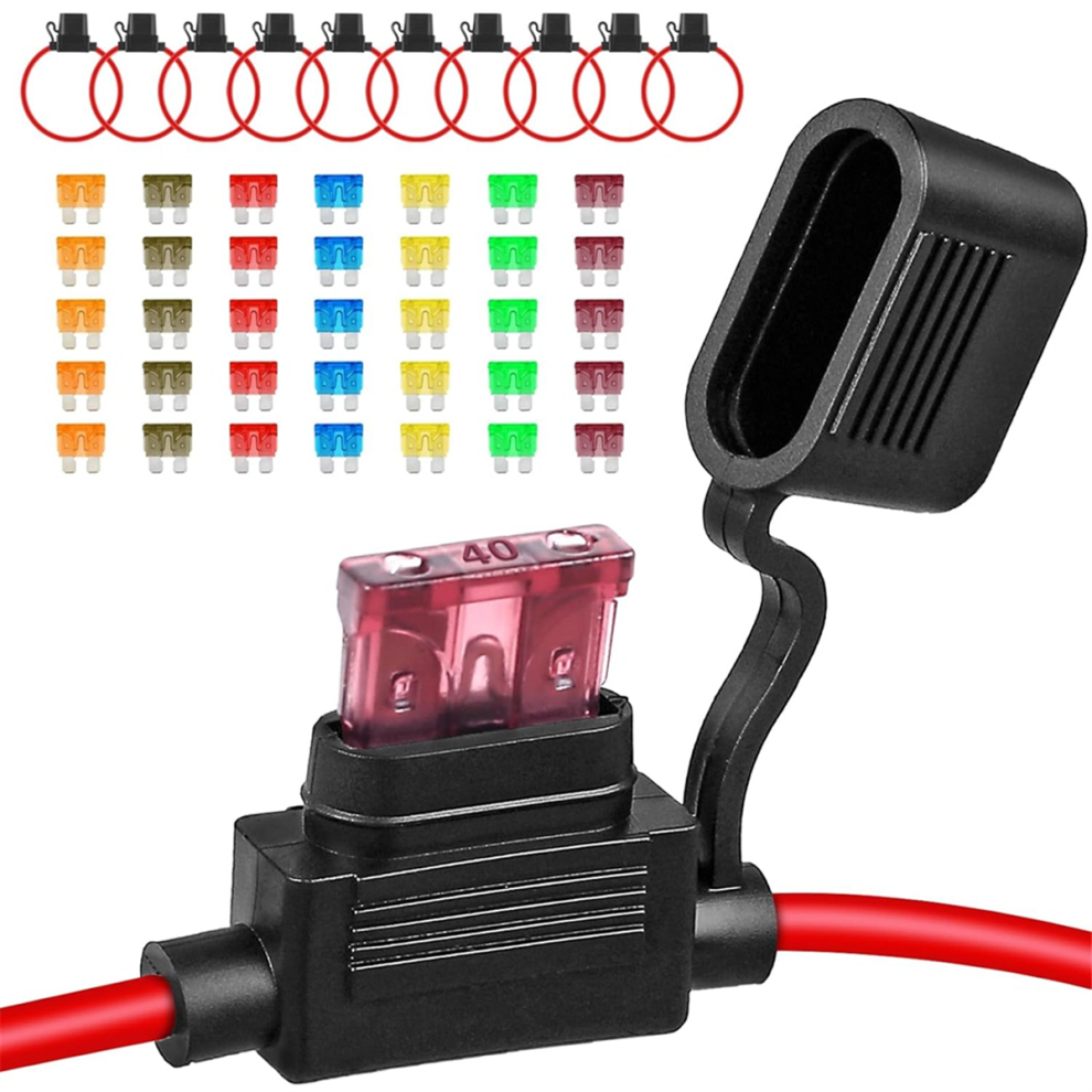10Pack Inline Fuse Holder Fuse Holder with 35Pcs Car Fuses