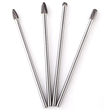 Kit com 4 peças de rebarbas de carboneto de tungstênio de eixo longo