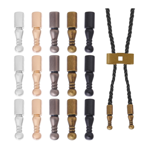 15 τεμάχια 5 χρώματα Bolo Tie End Caps Αξεσουάρ για άκρα σύρματος από κράμα