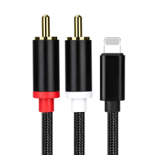 Divisor USB L para 2 RCA Y para conector de áudio do iPhone 6, fio de 2 metros