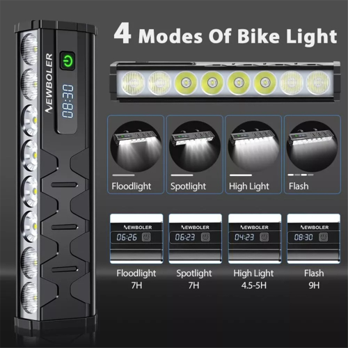 NEWBOLER 10000mAh Bicycle Light LED Front Double Bracket Power Bank 2