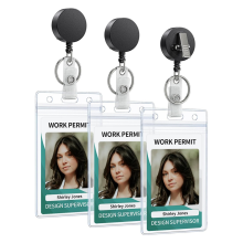 3er-Pack einziehbare Ausweishalter mit drehbarer Krokodilklemme, robuster Schlüsselanhänger, Edelstahl-Federspule