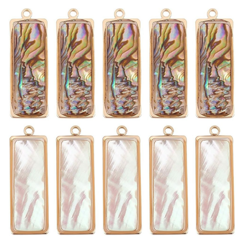 10Pcs 2 Colors Abalone Shell Pendants Natural Charms Sea Rectangle Dangle 1