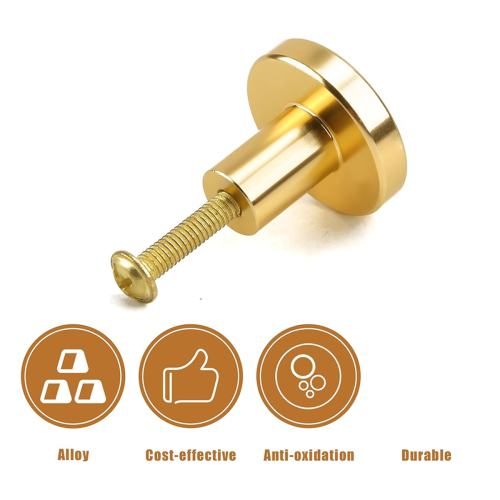 8pcs Cabinet Knobs,Round Dresser Pull Knob Wardrobe Door Handle with 8 Screws Drawer Pulls Kitchen Gold 2