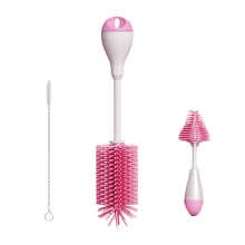 Brosse de nettoyage en silicone pour biberons et pailles, pour récipients à col étroit, rose