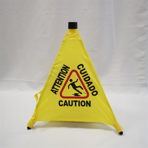Caution Wet Floor Sign, Slippery When Pops Up Wall Mounted Foldable Bilingual Safety Warning Alert Cone 2