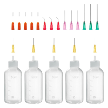 Flacon applicateur à pointe de précision de 50 ml, aiguille émoussée et bouchon, flacon souple 18 g, 20 g, 25 g, flacon compte-gouttes pour huile