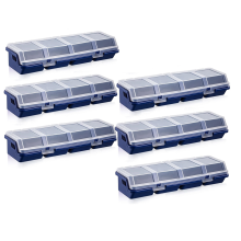6-pack schroeforganizerdoos met deksels, 4 compartimenten, gereedschapsbak, verdeelvak, containers, sorteergereedschapskist