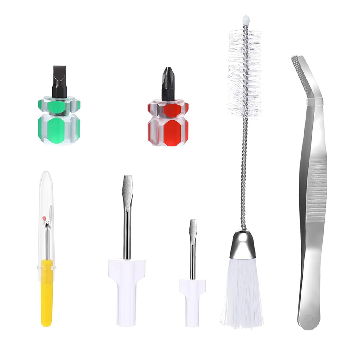 Kit De Nettoyage Machine à Coudre 4 Pièces - Pince à Épiler, Brosse Double Tête, 2 Tournevis