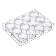 Set van 12 transparante opbergdozen voor kralen (1,5 x 1,5 1,38 inch)