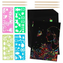 Regenbogen-Kratzpapier-Kunstset, Papierzubehör, schwarze Zeichen- und Bastelblätter, Notizkarten (59 Stück)
