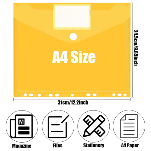 20PCS Binder Pockets for 3 Ring Plastic Envelopes Pocket Folders 11 Hole Snap Button Pouch 2