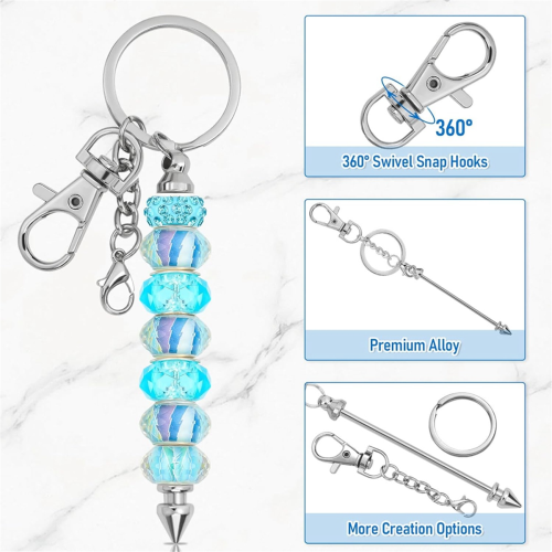 26Pcs Beadable Keychain Bar,Bead Beaded for Pendant DIY,Blank Accessories Making 2