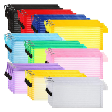 40er-Packung, 10 Farben, Netzbeutel mit Reißverschluss, bunte Federmäppchen, Mehrzweck-Reisetaschen für Bürobedarf