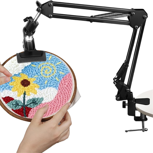 Embroidery Scroll Frame Stand Adjustable Rotated Hoop Holder Folding Metal for Hand Work, Needlework Frame&Phone