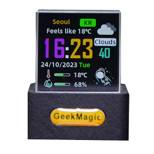 Station météo intelligente holographique de bureau avec affichage photo en cube de cristal, horloge numérique avec album d'animations GIF