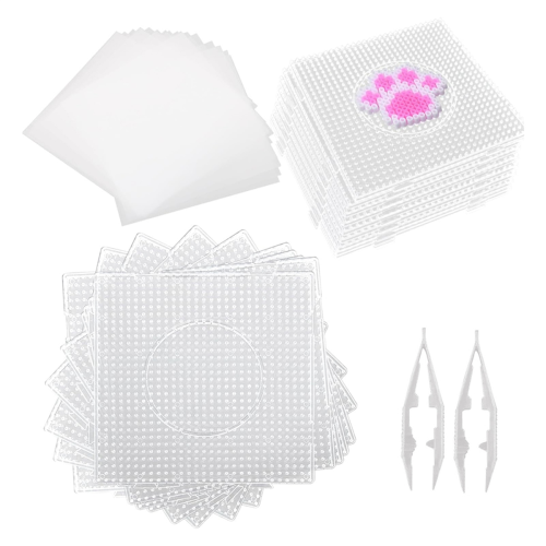 20 PCS große Bügelperlen Pegboards quadratische Kunststoffperlen Boards 5mm klar Melty