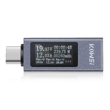 Typ-C Multifunktions-Digitalanzeige Amperemeter Leistungsmesser DC 4-30V 12A Voltmeter Kapazitätstester KWS-2301C