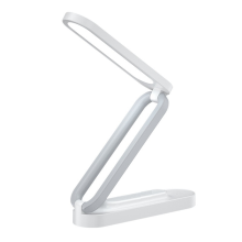 Lampe de bureau LED rechargeable, portable, pliable avec 3 réglages de luminosité. Petite lampe idéale pour le bureau et la maison. Blanc.