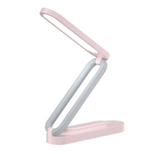 Lampe de bureau LED rechargeable, portable, pliable avec 3 réglages de luminosité, petite lampe idéale pour le bureau et la maison, rose