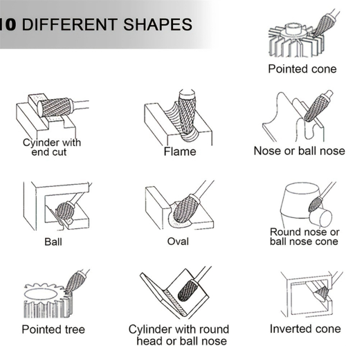 Single Pattern Tungsten Carbide Milling Bits Diamond Cutting Rotary Drill Ideal Tools for Woodworking 2