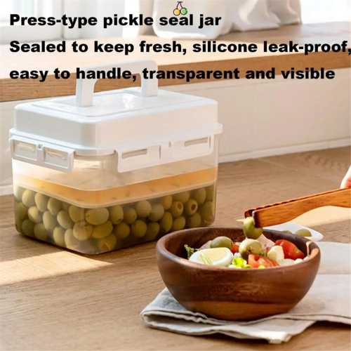 Pickle Container Rectangle Food Fermentation Storage Box for Home Kitchen Jar Airtight Keeper with Handle B