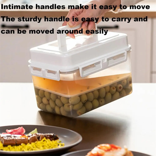 Pickle Container Rectangle Food Fermentation Storage Box for Home Kitchen Jar Airtight Keeper with Handle A 2