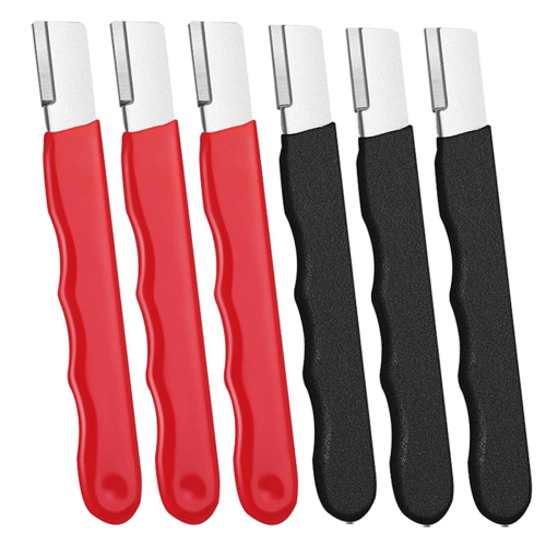 Portable Quick Sharpener, Hand Held Knife Garden Tool Sharpener Stone, Lawn Blade (Black & Red,6Pcs) 2