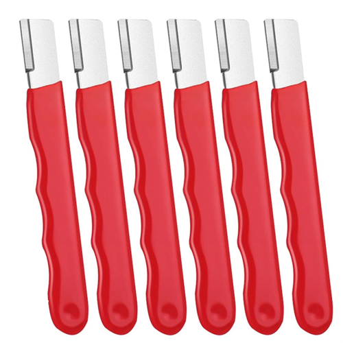 Portable Quick Sharpener, Hand Held Knife Garden Tool Sharpener Stone, Lawn Blade (Red,6Pcs) 2