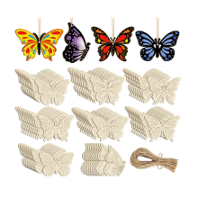 40 Stück hohle Schmetterlingsornamente aus Holz zum Bemalen, 8 Stile, DIY, blanke, unbehandelte Holzausschnitte, Ornament zum Basteln und Aufhängen