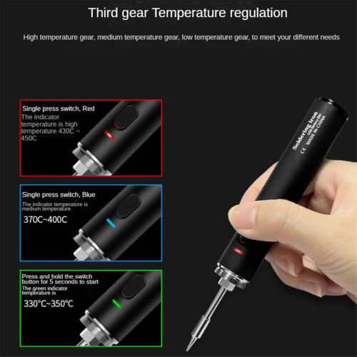 Usb Soldering Iron Charging Electric 18650 Lithium Battery Third Gear Working Temperature Switching 2
